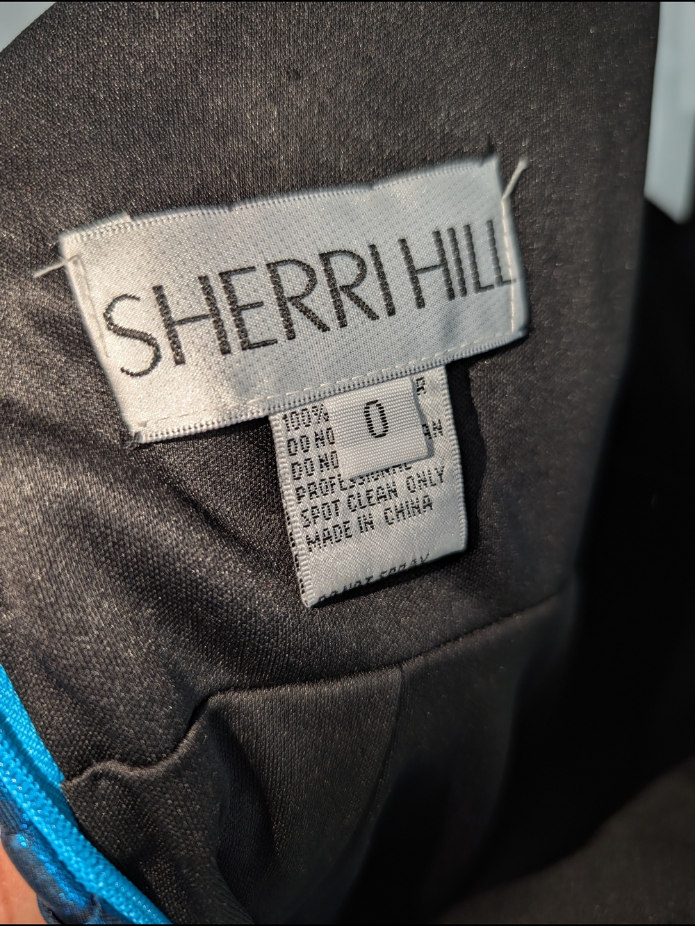 Sherri Hill Black Dress with Teal Accent